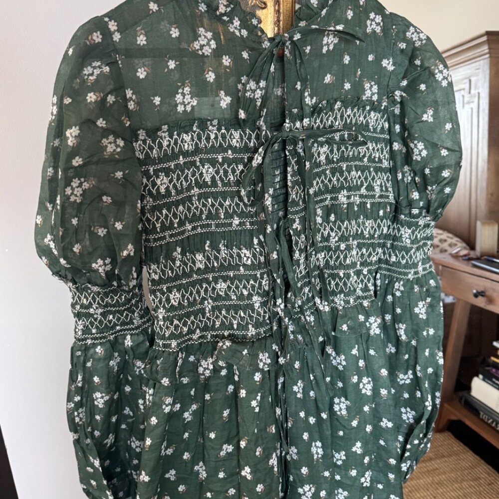 Jane 33 |Edward Smocking Linen Dress Chemise S - Picture 7 of 8